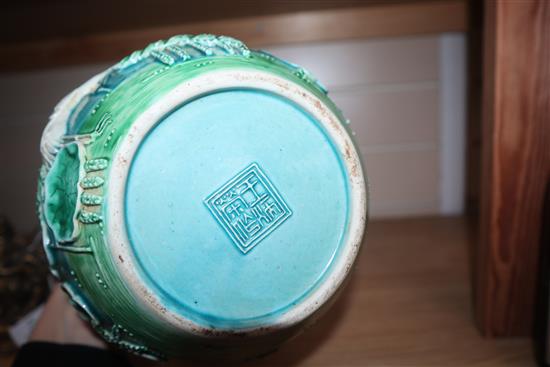 A Chinese moulded porcelain jar and cover, Wang Binrong seal mark height 20cm